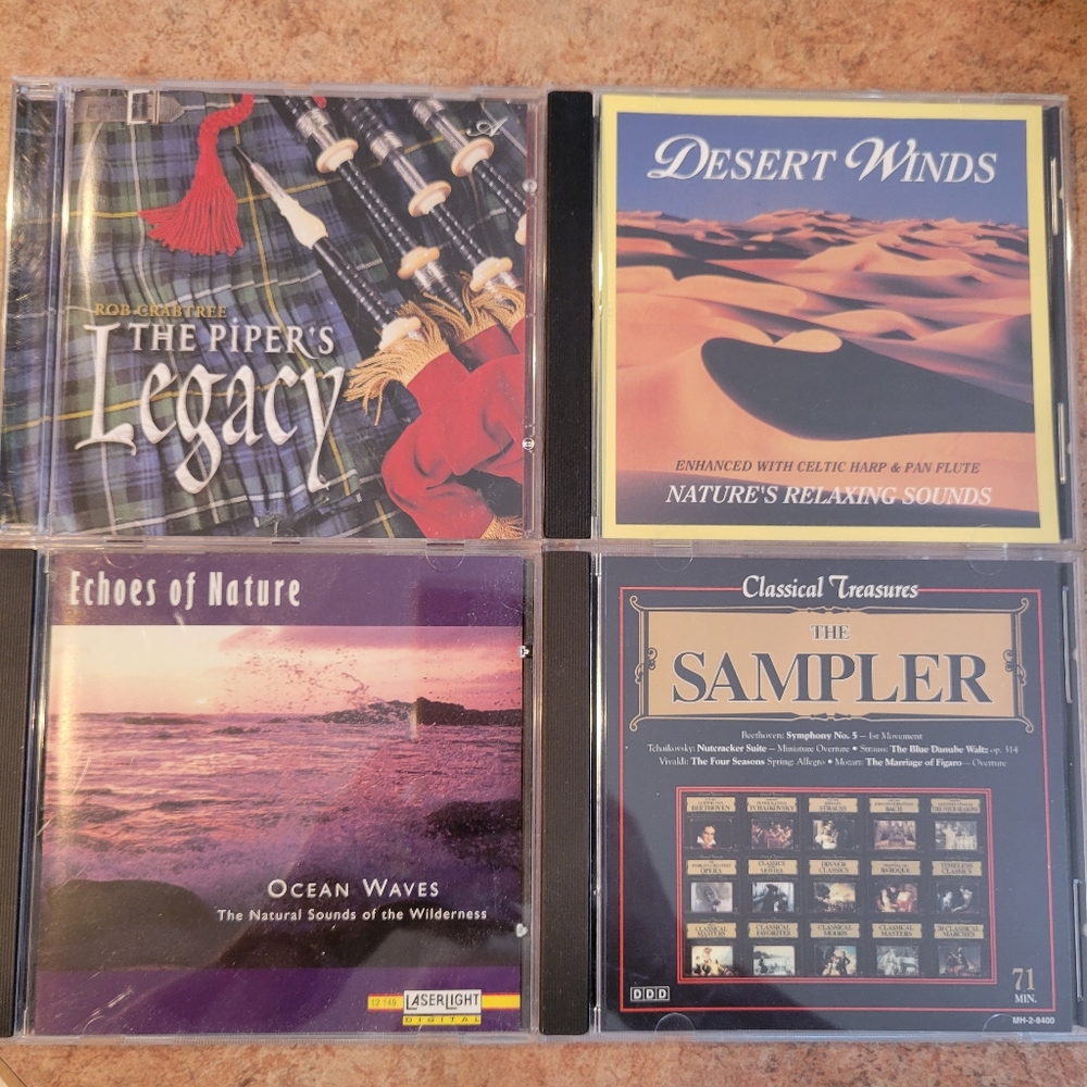 4 CDs Irish Bagpipes ~ Ocean Waves ~ Desert Winds ~ Classical Sampler ~ FINAL !
